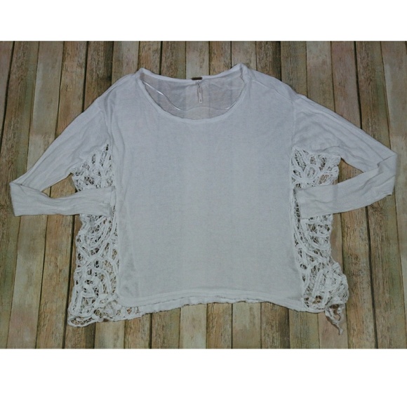 Free People Tops - Free People Oversized Lace Cutout Top Raw Edges
